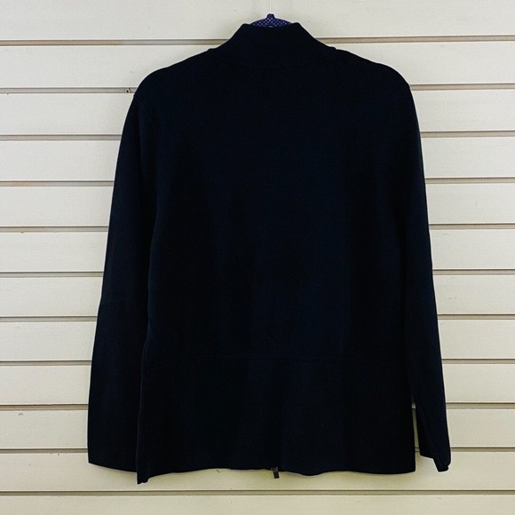 Womens XL 18-20 Lands End Cardigan Sweater Full Zip Black Knit Mock Neck - Picture 4 of 7